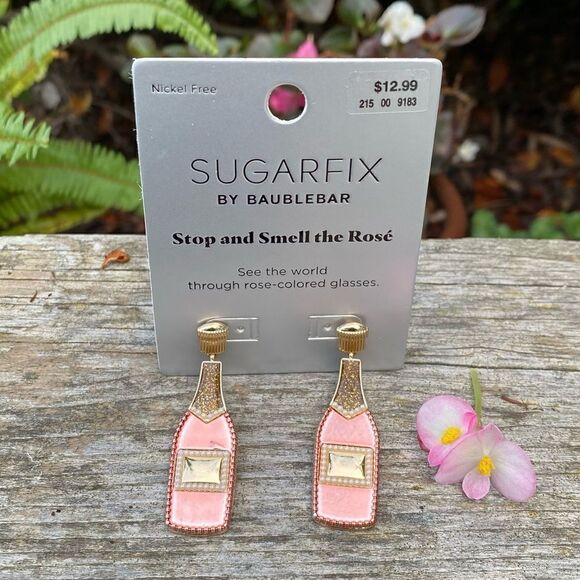 Sugarfix by Baublebar “Stop & Smell the Rose” Pink Champagne Earrings. NWT - Picture 2 of 7